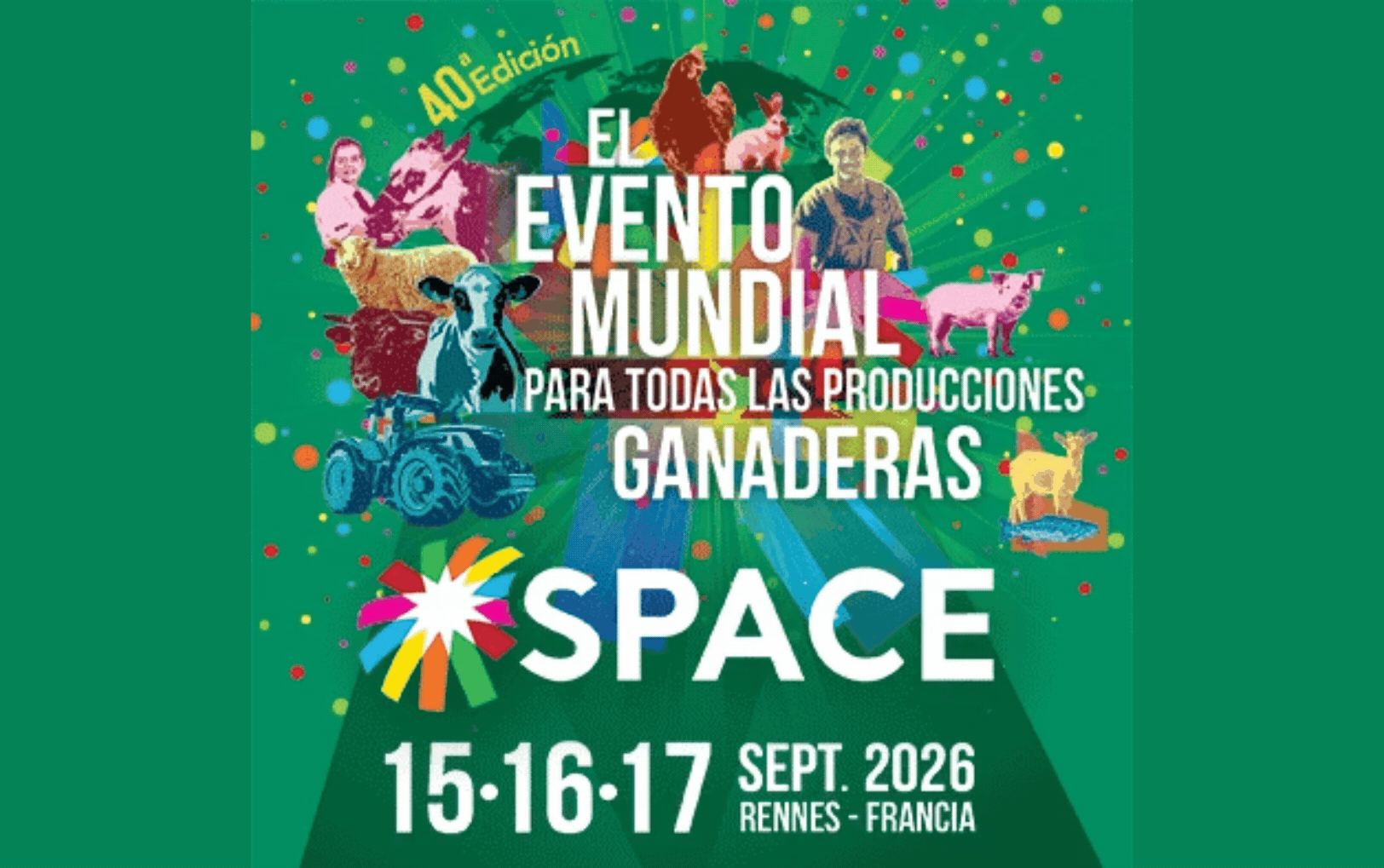 Productores latinoamericanos en la feria SPACE de Rennes, Francia, observando innovaciones ganaderas
