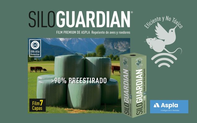 Bolos encintados con Siloguardian de Aspla para conservación del forraje con repelente natural contra aves y roedores